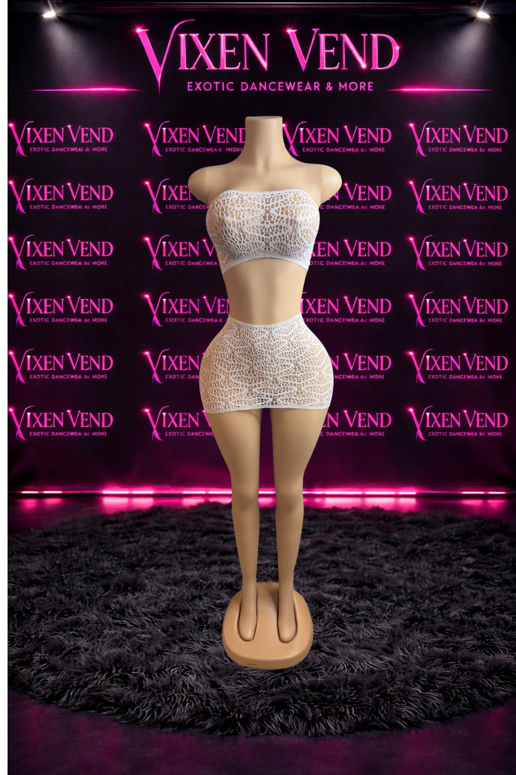 White Heart Lace Two-Piece Set